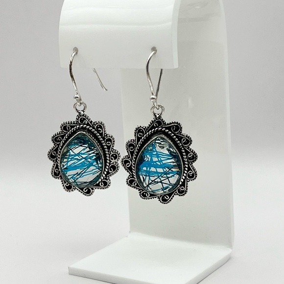 BLUE RUTILE EARRINGS - Picture 9 of 15